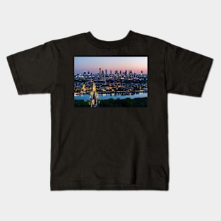 Warsaw city center, Vistula river and Swietokrzyski bridge at dusk Kids T-Shirt